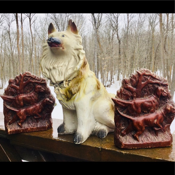 🐕 Vintage Hunting Dog Book Ends Sportsman Resin Rare EVC - Picture 2 of 16
